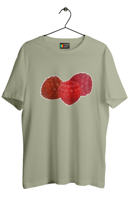 Футболка чоловіча з принтом "Малина". Веган, вегетаріанець, делікатес, дієта, їжа, літо, малина, плід, смачно, стигла, червона, ягода. 2070702