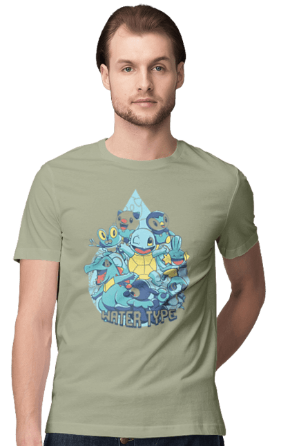 Men's t-shirt with prints Pokemon Squirtle. Anime, games, nintendo, pokemon, pokemon go, squirtle. 2070702