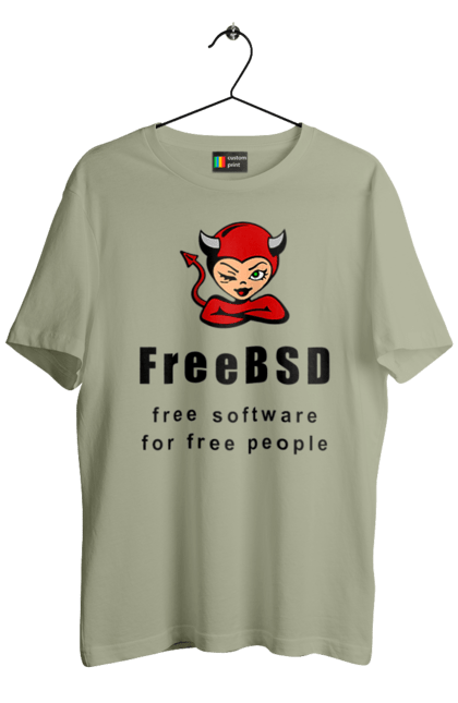 Футболка чоловіча з принтом "Freebsd Для Вільних". Bsd, freebsd, unix, адміністратор, айті, айтішник, безкоштовна, безкоштовно, бестія, вільна, демон, демонесса, доступність, незалежність, операційна система, ос, програміст, програмне забезпечення, свобода, сисадмін, система, системний адміністратор, софт, текст, червоний, чорний. 2070702