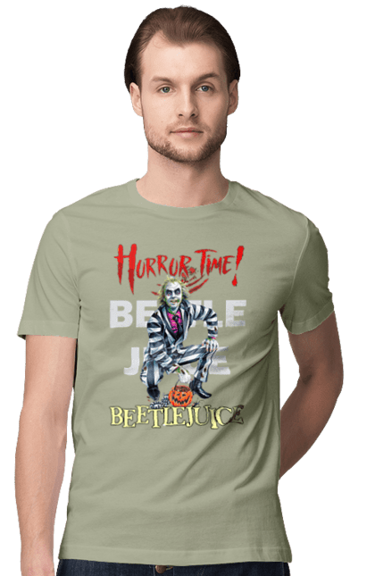 Men's t-shirt with prints Beetlejuice. Beetlejuice, comedy, ghost, horror, movie, tim burton, warner bros. 2070702