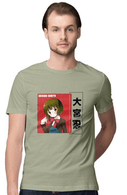 Men's t-shirt with prints Kiniro Mosaic Shinobu Omiya. Anime, gold mosaic, kiniro mosaic, kinmoza, manga, shinobu, shinobu omiya. 2070702