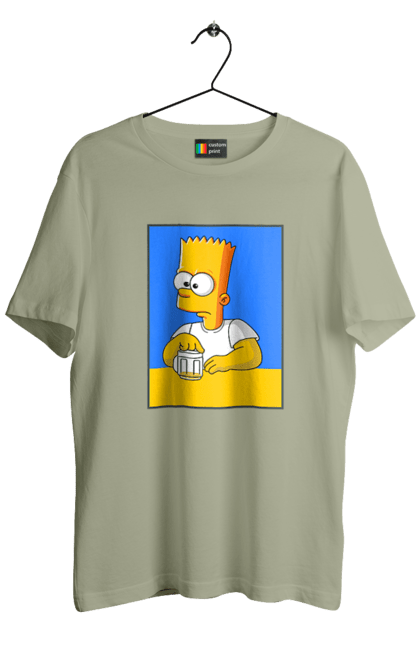 Футболка чоловіча з принтом "Барт любитель пива". Барт, барт сімпсон, мультперсонажі, мультфільми, сімпсони, український прапор. 2070702
