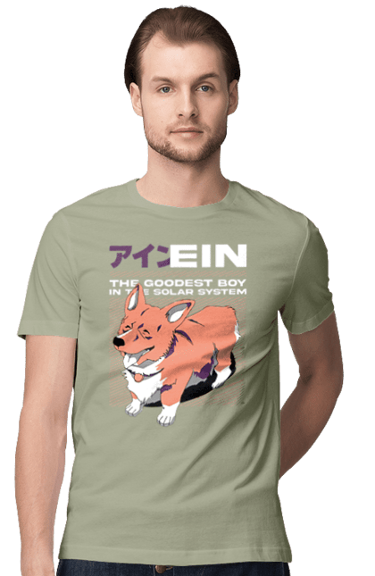 Men's t-shirt with prints Cowboy Bebop Ein. Anime, corgi, cowboy bebop, dog, ein. 2070702