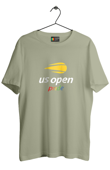 Футболка чоловіча з принтом "Тенісний турнір US Open pride". Великий теніс, відкритий чемпіонат, гравці, м`яч, нью йорк, призовий фонд, ракетка, спонсор, хард, чемпіонат америки. 2070702