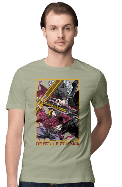 Men's t-shirt with prints One Piece Dracule Mihawk. Anime, dracule mihawk, manga, mihawk, one piece, straw hat pirates. 2070702