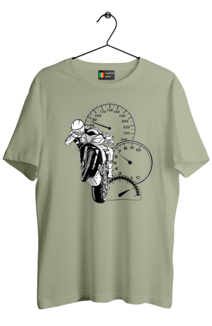 Футболка чоловіча з принтом "Мотоцикл Швидкість Чорний". Мото, мотоцикл, розгін, швидкість. 2070702