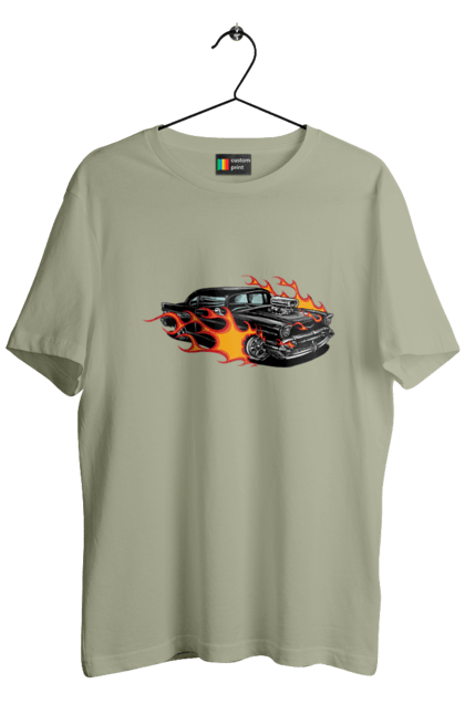 Футболка чоловіча з принтом "Машина Вогонь". Автомобіль, вогонь, машина. 2070702