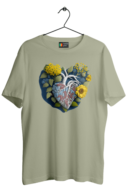 Футболка чоловіча з принтом "Серце квіти". Люблю україну, перемога україни, серце, символи україни, соняшник, традиції україни, україна. 2070702