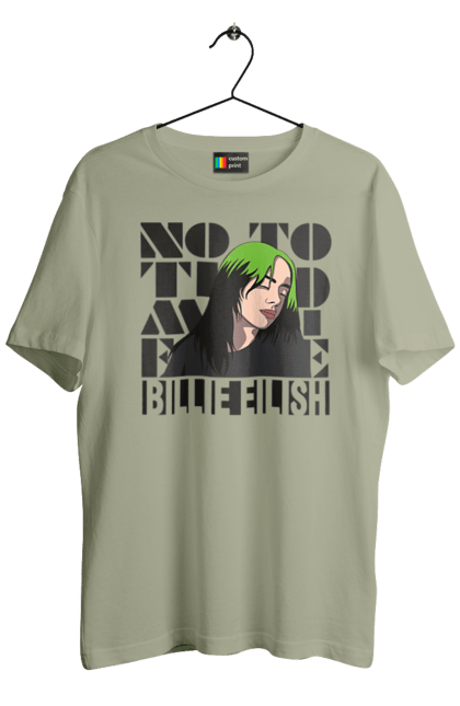 Футболка чоловіча з принтом "Біллі Айліш". Біллі айліш, логотип біллі айліш, принт біллі айліш, співачка біллі айліш. 2070702