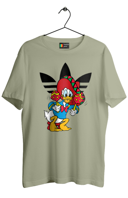 Футболка мужская с принтом Adidas Дональд Дак. Adidas, daisy duck, donald duck, адидас, дейзи дак, дональд дак, мультсериал, мультфильм. 2070702