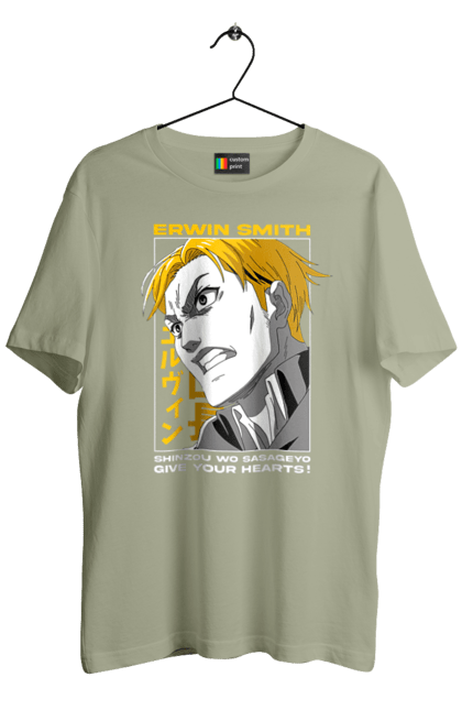 Men's t-shirt with prints Attack on Titan Erwin. Anime, attack on titan, erwin, erwin smith, manga, shingeki no kyojin, survey corps. 2070702