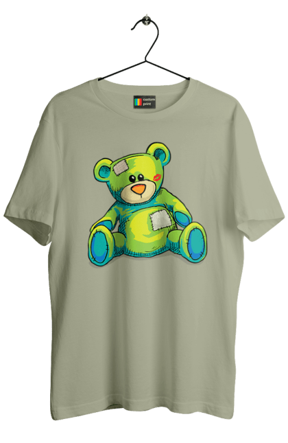 Футболка чоловіча з принтом "Плюшевий ведмедик". Cute, patches, teddy, teddy bear, vintage, ведмедик, іграшка, плюшевий ведмедик, подарунок. 2070702