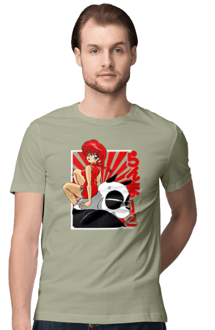 Men's t-shirt with prints Ranma 1/2. Action movie, anime, comedy, manga, mystic, ranma, romance, shampoo. 2070702