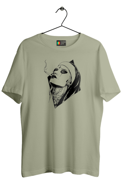 Men`s t-shirt with prints Nun. Cigarettes, cool, girl, tattoo. 2070702