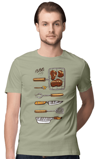 Футболка чоловіча з принтом "Барбекю Паті". Барбекю, м`ясо, смажити. 2070702