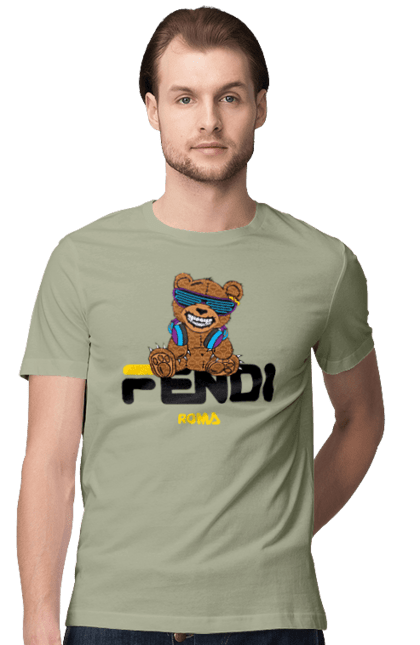 Футболка чоловіча з принтом "Fendi". Fendi, бренд, будинок моди, ведмедик, італія, люкс, мода, одяг, сумка, фенді. 2070702