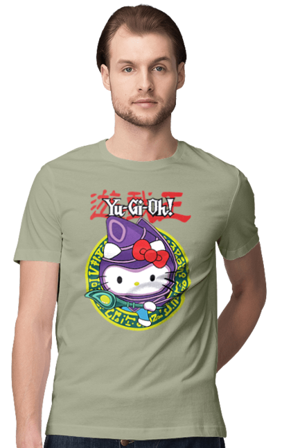 Men's t-shirt with prints Yu Gi Oh! Hello Kitty. Brand, cat, character, hello kitty, kitten, yu gi oh, yugio. 2070702