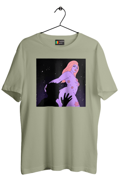 Футболка чоловіча з принтом "Фіолетова Дівчина". Дівчина, тіло. 2070702