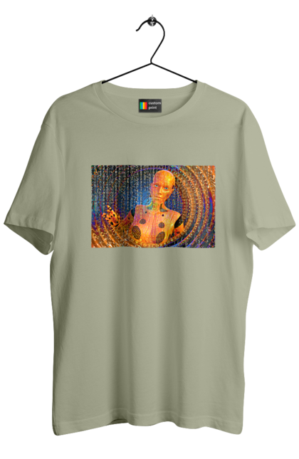 Футболка чоловіча з принтом "Штучний інтелект". Айті, айтішник, гик, жінка, знання, інженер, інтелект, кібер, кібернетика, кіборг, код, комп, комп`ютерник, кристал, машинне навчання, мікросхема, мозок, портрет, програміст, професіонал, професія, розробник, розум, хакер, чіп, штучний інтелект, штучний розум. 2070702