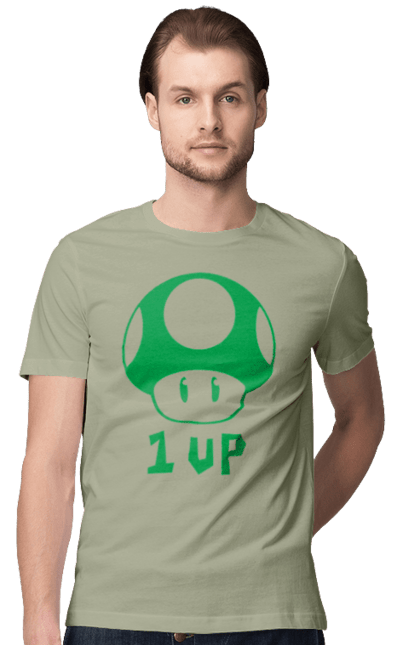 Men's t-shirt with prints 1UP Mario. Character, game, mario, mario bros, nintendo. 2070702