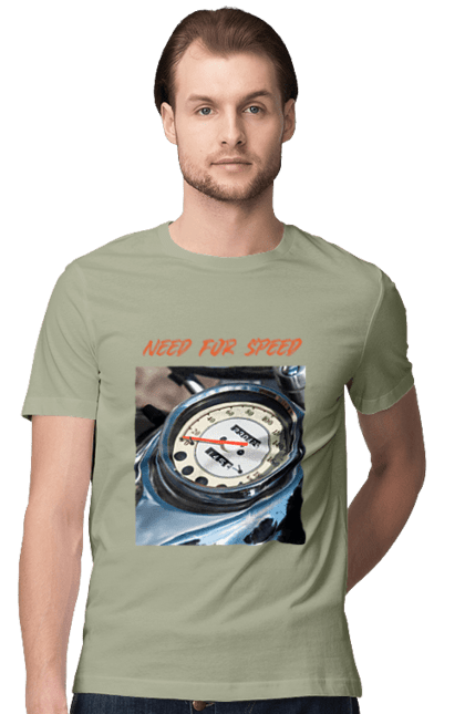 Футболка чоловіча з принтом "Мото 3". Байкер, дорогая, мотоцикл, ретро, скорость, спидометр, стиль жизни. 2070702