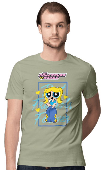 Men's t-shirt with prints Powerpuff Girls Bubbles. Animated series, bubbles, cartoon network, cool girls, powerpuff girls. 2070702