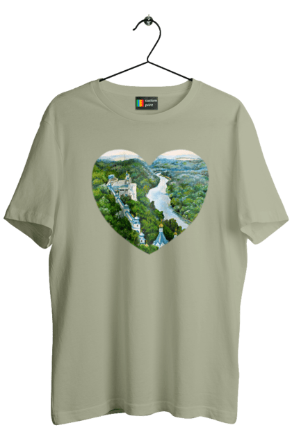 Men`s t-shirt with prints Святогорская лавра. Church, donetsk region, forest, landscape, monastery, river, svyatogorsk, ukraine. 2070702