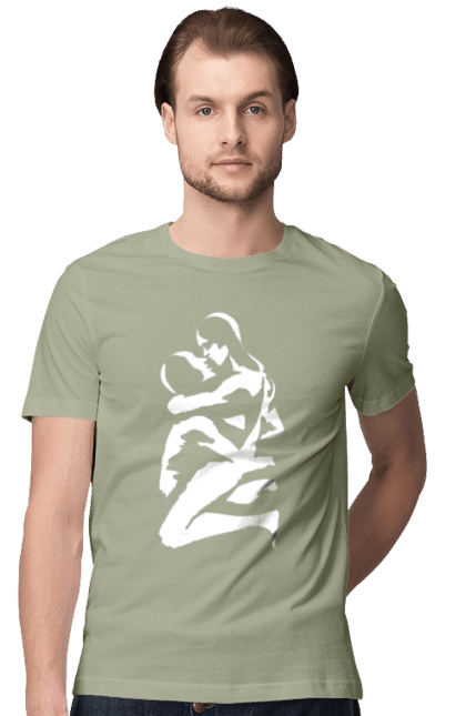 Футболка чоловіча з принтом "Білі Тіла". Жінка, контур, тіла, чоловік. 2070702