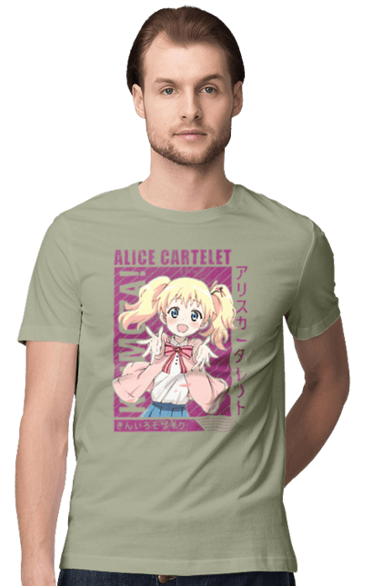 Футболка мужская с принтом Золотая мозаика Алиса Картелет. Alice cartelet, anime, kiniro mosaic, kinmoza, manga, алиса, алиса картелет, аниме, золотая мозаика, манга. 2070702