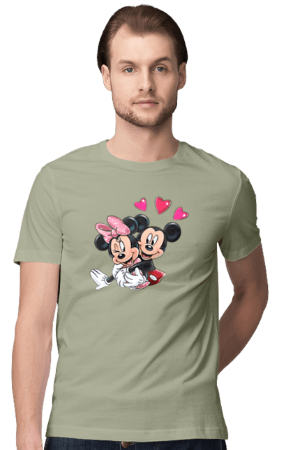 Футболка мужская с принтом Микки Маус и Минни Маус. Mickey mouse, minnie mouse, дисней, микки, микки маус, минни маус, мультфильм. 2070702