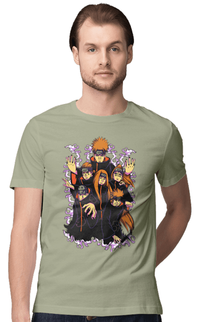 Men's t-shirt with prints Naruto Akatsuki. Akatsuki, anime, character, manga, naruto, ninja, pain, tv series, yahiko. 2070702