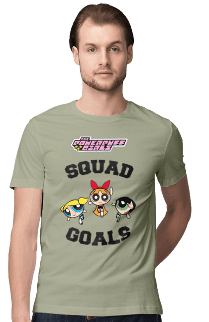 Men's t-shirt with prints Powerpuff Girls. Animated series, blossom, bubbles, buttercup, cartoon network, cool girls, heart, powerpuff girls. 2070702