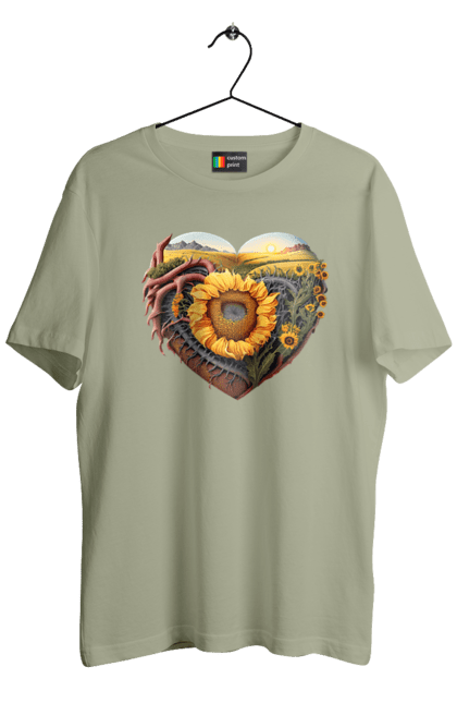 Футболка чоловіча з принтом "Символи України". Небо, поле, пшениця, символи україни, соняшник, україна. 2070702