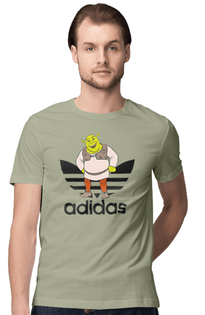 Футболка мужская с принтом Adidas Шрек. Adidas, shrek, адидас, мульт, мультфільм, огр, шрек. 2070702