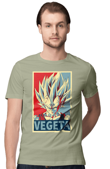 Men's t-shirt with prints Dragon Ball Vegeta. Anime, dragon ball, goku, manga, tv series, vegeta. 2070702