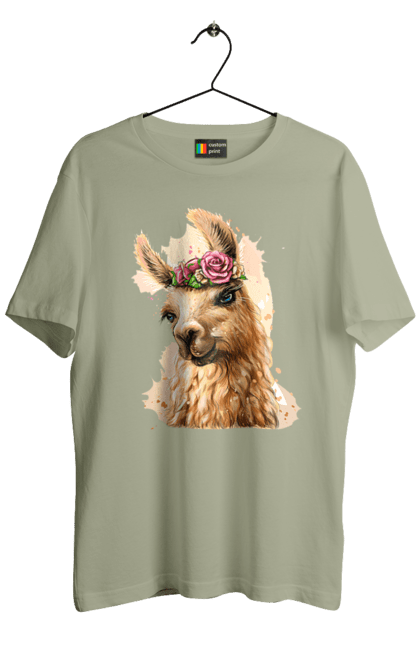 Футболка чоловіча з принтом "Лама Портрет". Лама, портрет, тварина. 2070702