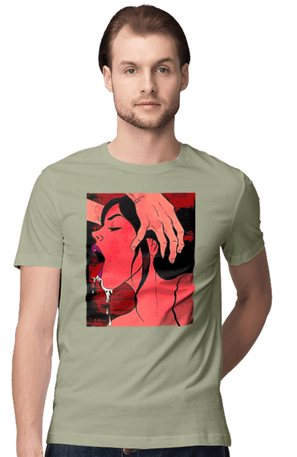 Футболка чоловіча з принтом "Дівчина Смокче Зі Слиною". Секс, смоктати. 2070702