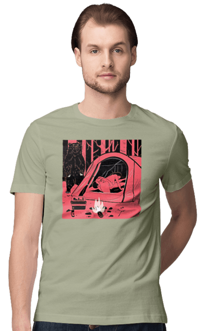 Men`s t-shirt with prints 69 In The Tent. 69, bear, forest, sex, tent. 2070702
