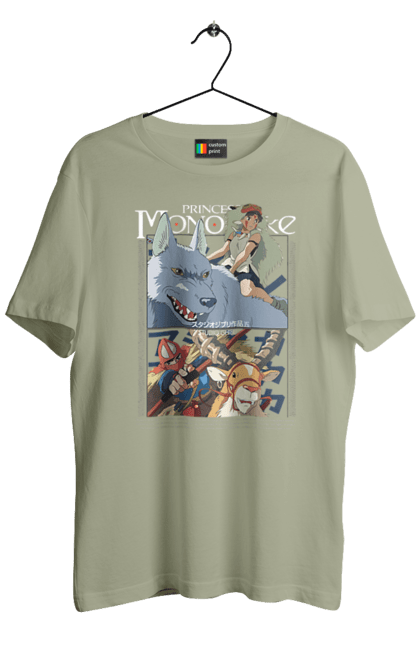 Men's t-shirt with prints Princess Mononoke. Adventure, anime, fantasy, ghibli, hayao miyazaki, princess mononoke, studio ghibli. 2070702