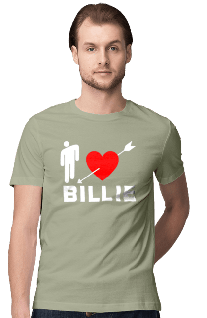 Футболка чоловіча з принтом "Біллі Айліш". Біллі айліш, логотип біллі айліш, принт біллі айліш, співачка біллі айліш. 2070702