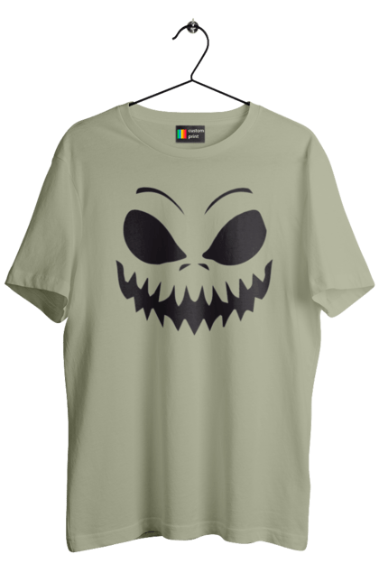 Men's t-shirt with prints Halloween pumpkin face. Costume, halloween, holiday, october, october 31, pumpkin, scary, sweets, trick or treat. 2070702