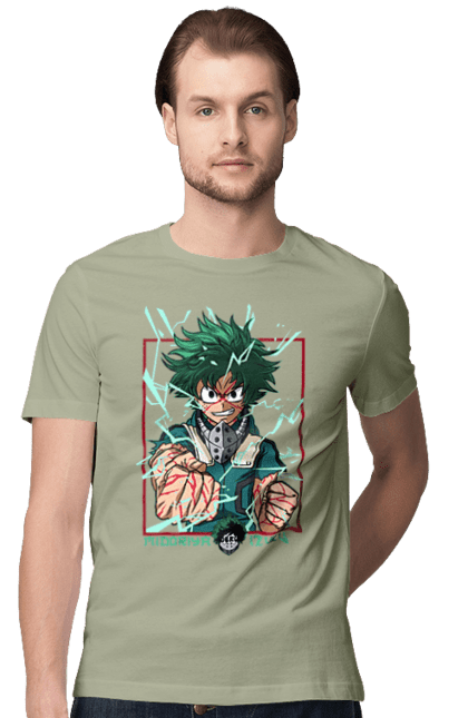 Футболка чоловіча з принтом "Моя академія героїв Мідорія". Izuku, midoriya, my hero academia, аніме, ізуку мідорія, манга, мідорія, моя геройська академія. 2070702