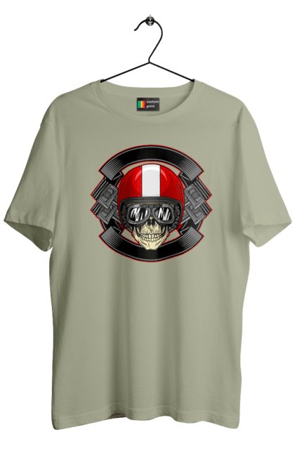 Футболка чоловіча з принтом "череп мотоцикліст". Мотоцикліст \, череп, шолом. 2070702