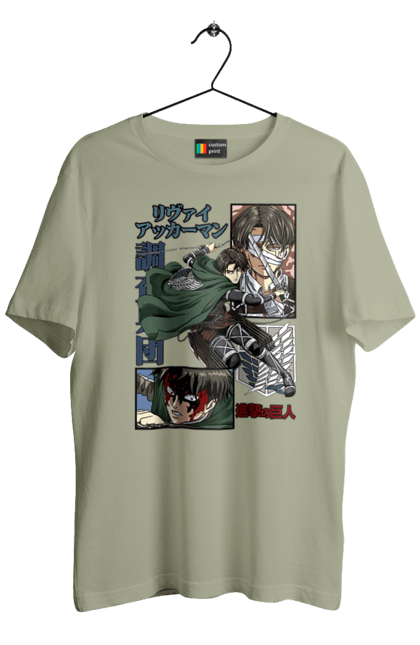 Men's t-shirt with prints Attack on Titan Levi. Ackerman, anime, attack on titan, levi, manga, shingeki no kyojin, survey corps. 2070702