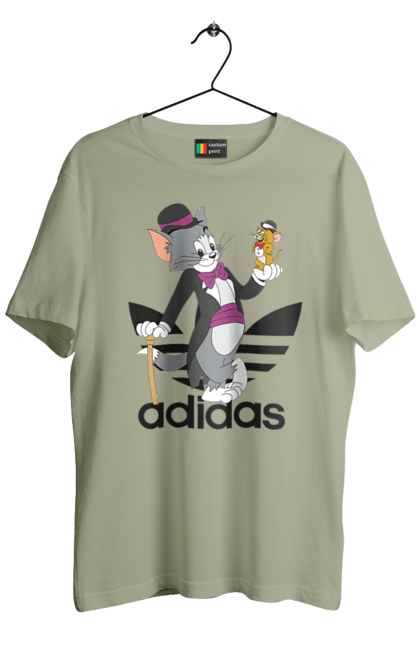 Футболка мужская с принтом Adidas Том и Джерри. Adidas, tom and jerry, адидас, джерри, кот, мульт, мультсериал, мышь, том, том и джерри. 2070702