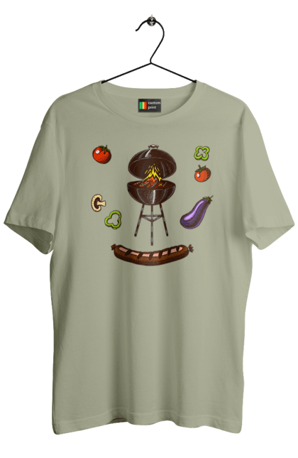 Men`s t-shirt with prints Barbecue Sausage. Barbecue, fry, grill, sausage. 2070702
