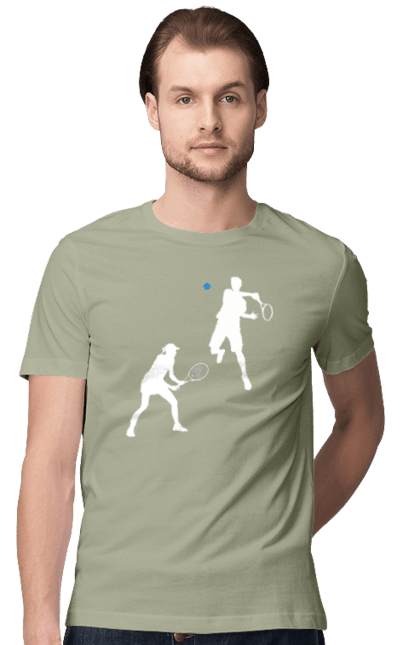 Футболка чоловіча з принтом "Теніс". Великий теніс, гравці, грунт, м`яч, призовий фонд, ракетка, спонсор, турнір на ґрунті, турнірна сітка, хард. 2070702