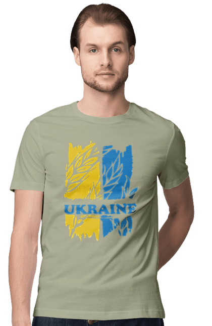 Футболка чоловіча з принтом "Україна колоски пшениці". Колоски пшениці, символ україни, україна, україна колоски пшениці, українська символіка. 2070702
