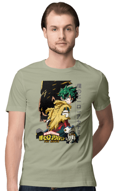 Футболка чоловіча з принтом "Моя академія героїв Мідорія". Izuku, midoriya, my hero academia, аніме, ізуку мідорія, манга, мідорія, моя геройська академія. 2070702