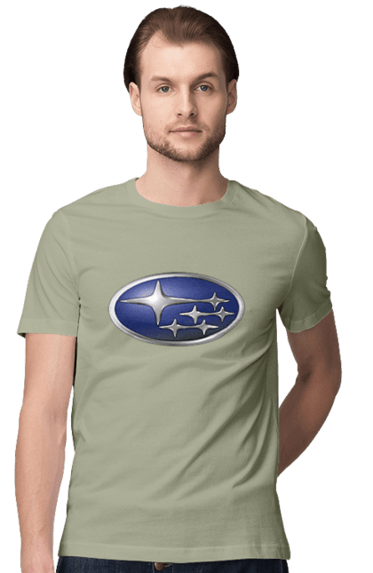 Men`s t-shirt with prints Subaru. Auto, logotype, subaru. 2070702